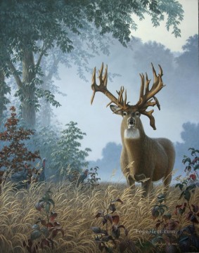 鹿 Painting - 朝のオジロ